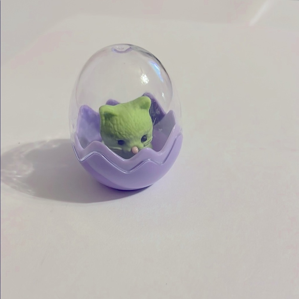 Purple and Green kitty cat Egg-Shaped eraser